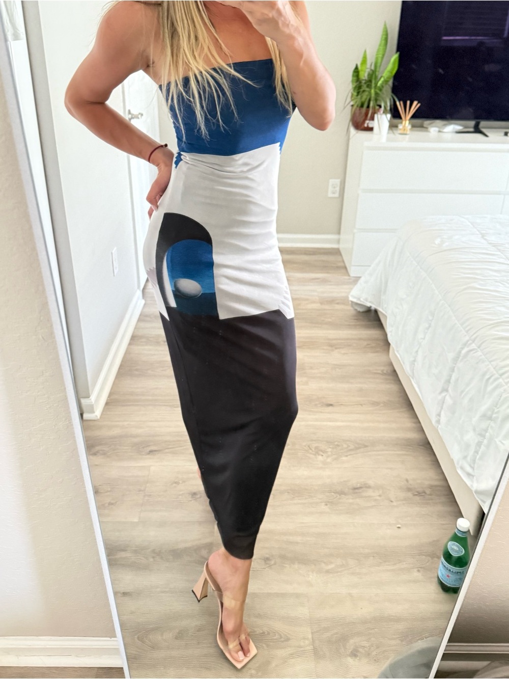 Zara Blue and Black Graphic Maxi Dress